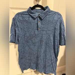 Banana Republic Blue Leaf Pattern Polo Shirt